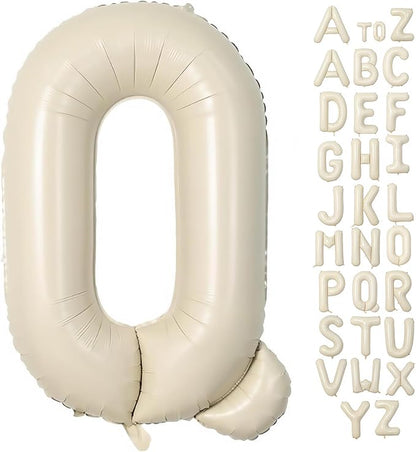Cream Letter Q Balloons, 40 Inch Balloons Letter Q Mylar Helium Large Q Balloon by BBPOOL