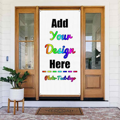 Custom Door Cover Banner, Photo Text Logo Name, Background Door Sign, by ZOLRITH