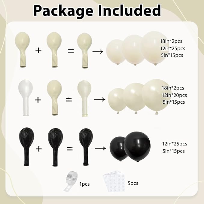 Black and White Balloons Arch Kit 119 PCs Double Stuffed | Elegant Luxural - Image 3