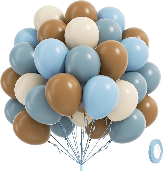 60pcs Blue and Brown Balloons 12inch by Leraqertra