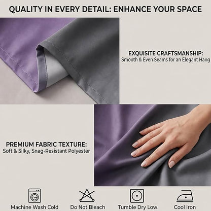 Purple and Black Curtains for Living Room 63 Inch Length Ombre Curtains 2 Panel - Image 5
