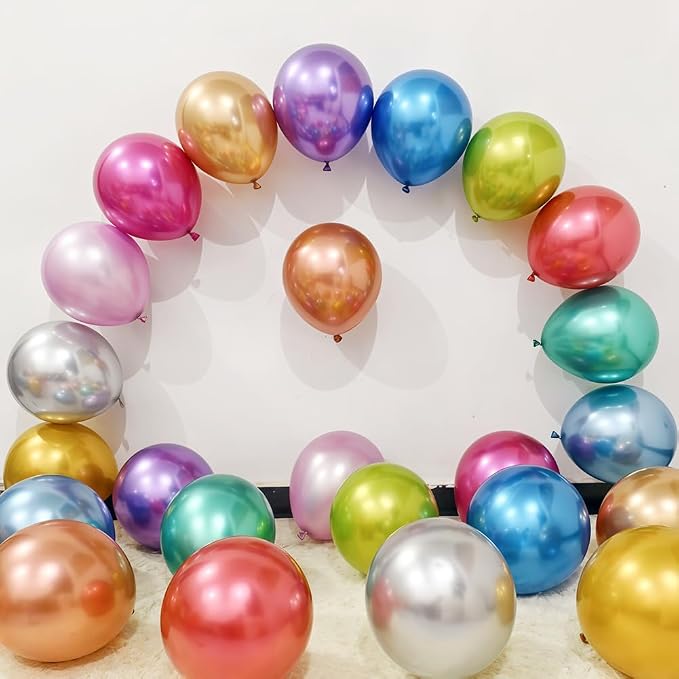 300 Pack Metallic Balloons 12 Inch Chrome Shiny Assorted Colors Latex Rainbow - Image 4
