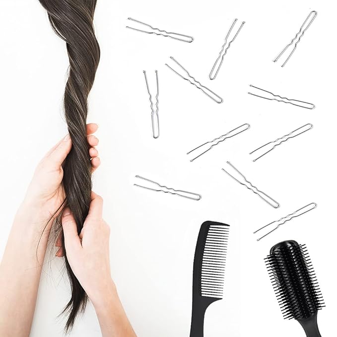 U Shaped Hair Pins, IKOCO 2.4inch Hair Pins for Women with Storage Box, Silver