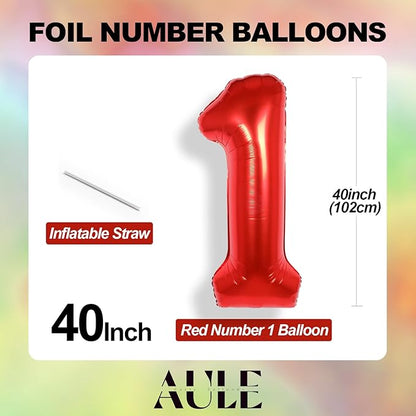 AULE 40 Inch Red 21 Balloon Number Foil 0-9 Birthday Big Numbers | Birthday - Image 4