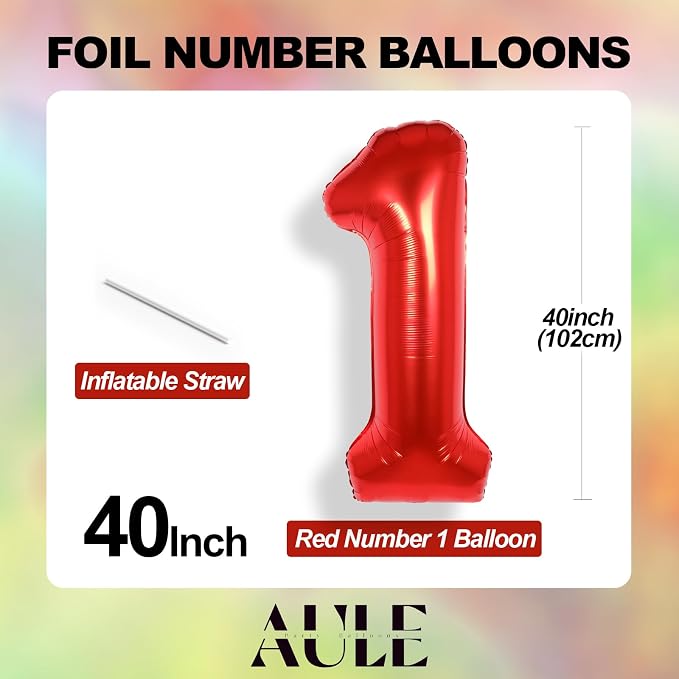 AULE 40 Inch Red 24 Balloon Number Foil 0-9 Birthday Big Numbers | Birthday - Image 4