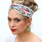 DRESHOW 6 Pack Boho Cotton Non-Slip Headbands for Women Girls Yoga Workout Running Knotted Turban Floral Elastic Head Wrap