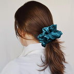 CEELGON Large Silk Satin Scrunchies - Jumbo Hair Ties for Thick Curly Hair - Pack of 6 (Green)