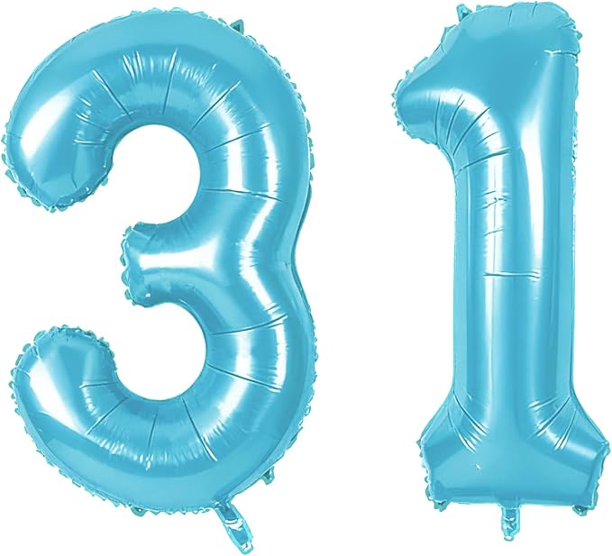 Number 31 Balloons for 31st Birthday Party Decorations, 0-100 Large No.31 by Joycard
