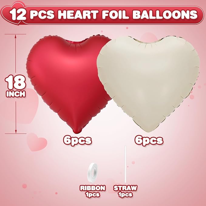 Red White Heart Balloons - Image 2
