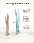 AIMIKE Extended Sectioning Hair Clips w/Built-in Silicone Band, 4.8" No-Crease Non-Slip Hair Styling Clips for Thick, Long Hair – Blow Drying,Hair Rollers, Rust-Free –6 Pack, Morandi Misty Trio Series