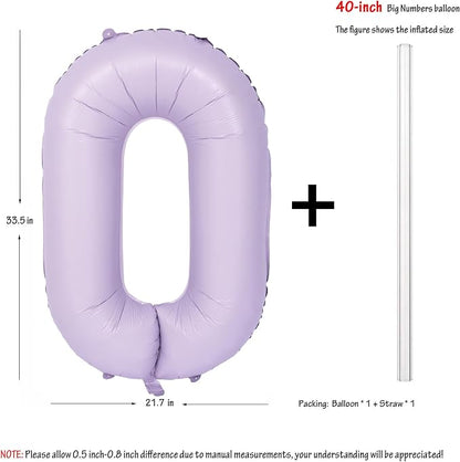 40 In Matte Purple Number Balloons Helium Foil Mylar Balloon Digital 0 | Perfect - Image 2
