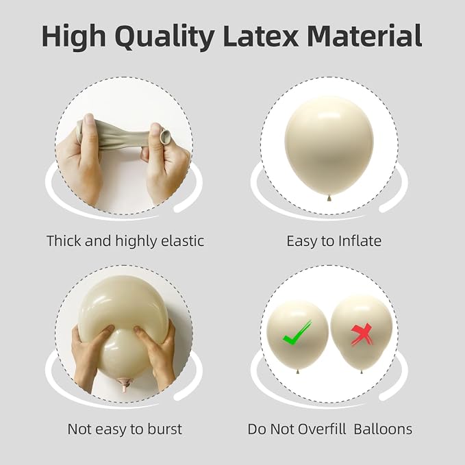 135pcs Sand White Balloon Garland Kit Different Sizes of 18 12 10 5 Inch Cream - Image 3