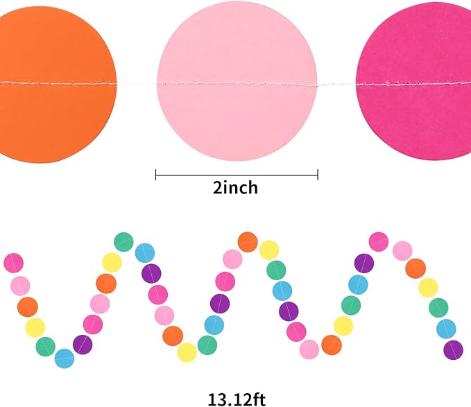 RUBFAC 5pcs Rainbow Circle Dots Paper Garland Party Decorations | Rainbow - Image 2