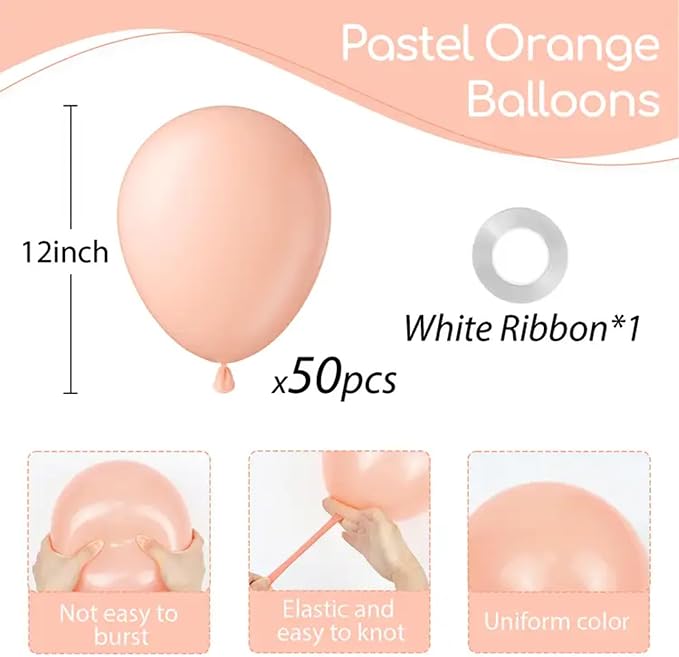 Peach Balloons 12 inch, Peach Latex 50pcs Party Balloons | Baby Shower - Image 2