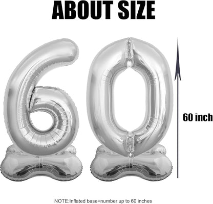 65 Inch Giant Silver Foil Number Balloon, Old Children's Birthday Party Helium - Image 4