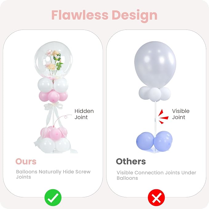 YALLOVE 4-Pack Clear Acrylic Balloon Centerpiece Stands | Up to 23.6-Inch - Image 4