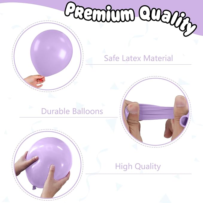 Pink and Purple Balloons, 12 Inch Metallic Pink Light Purple White and Gold - Image 3