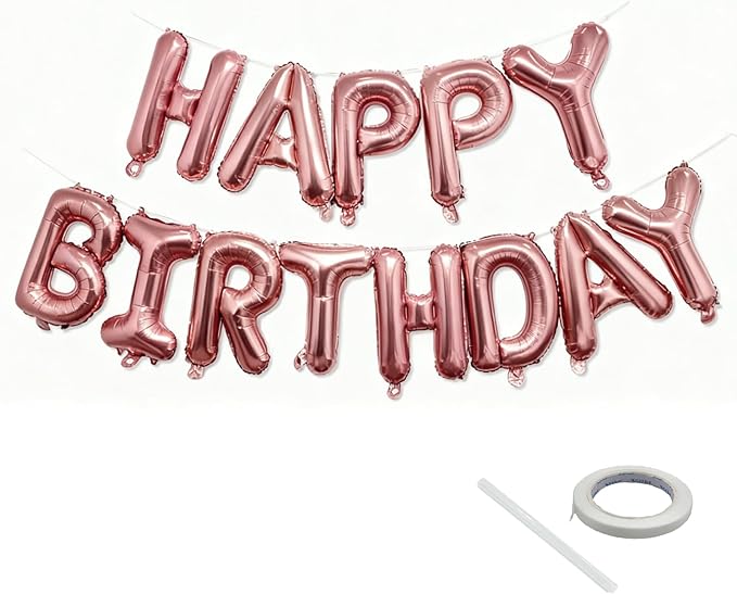 Rose Gold Happy Birthday Balloon Banner Foil Balloons by KEJ