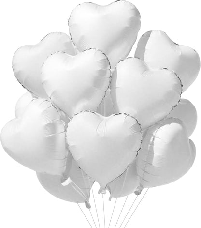 TONIFUL 15 Pcs White Heart Balloons 18 Inch Heart Shape Foil Mylar Balloons | by TONIFUL