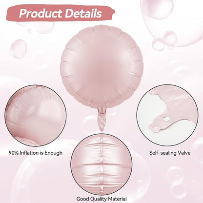 20PCS Round Shaped Foil Balloons, 18 Inch Dusty Pink Round Foil Balloon - Image 3