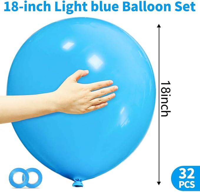32Pcs Blue Big Balloons 18 Inch, Round Large Latex Party Balloons - Image 3