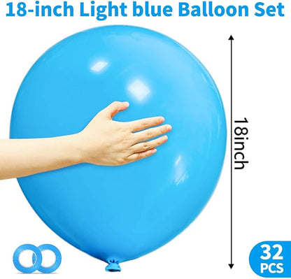 32Pcs Blue Big Balloons 18 Inch, Round Large Latex Party Balloons - Image 3