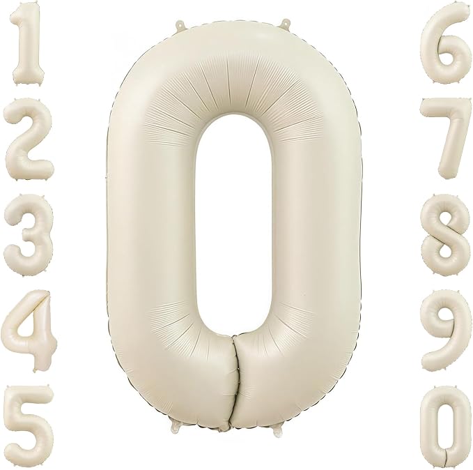 Cream Number 0 Balloon 40 Inch, Foil Numeral by Unknown