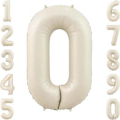 Cream Number 0 Balloon 40 Inch, Foil Numeral by Unknown