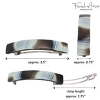 French Amie Oblong Handmade 3.5" Celluloid Automatic Hair Clip Barrette French Hair Clip for Girls Strong Hold Hair Clips for Women No Slip Durable Paris Hair Accessories, Made in France (Ivory Black)