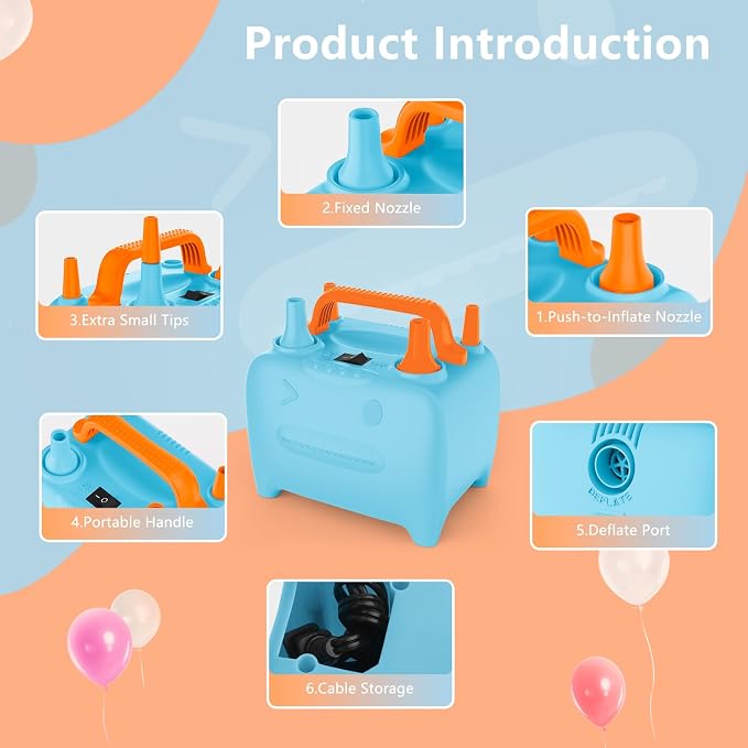 OWill Balloon Pump Electric, Balloon Inflator Electric Air Pump, Portable Dual - Image 2