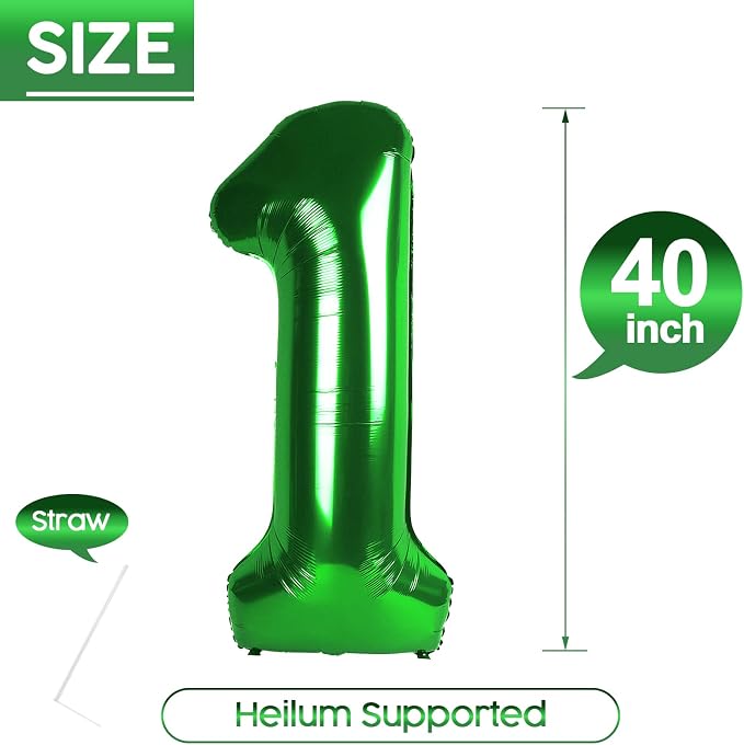 1 Balloon - Green Birthday Number Balloons, 40 Inch Decorations Men Women | - Image 5