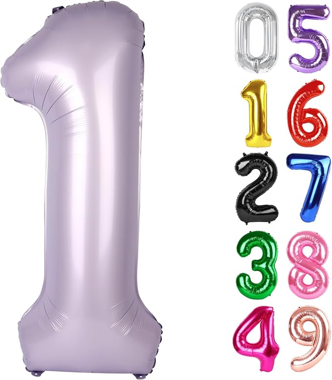 CreamPurple Number 1 Balloon 40 Inch, 1st Birthday Decorations Men Women | Foil by IWERP