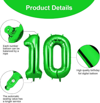 OFFCUP 40 Inch Green Number 10 Balloon - Image 3