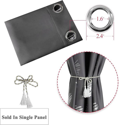 Curtain for Sliding Glass Door 100W x 84L Inch Long Elegant Silver Palm Tree - Image 7