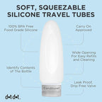 Dot&Dot Leak Proof Travel Bottles - TSA Approved 3oz Silicone Toiletries Travel Shampoo & Conditioner Containers with Labels