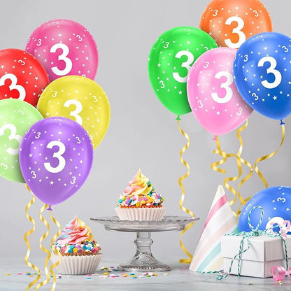 Ainiv 3rd Birthday Balloons 18PCS, 12inch Numbers Printed Latex Party Balloons - Image 7