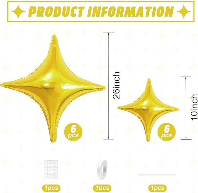 Gold Star Balloons, 26Inch and 10Inch Gold Quadrangle Helium Balloon - Image 2