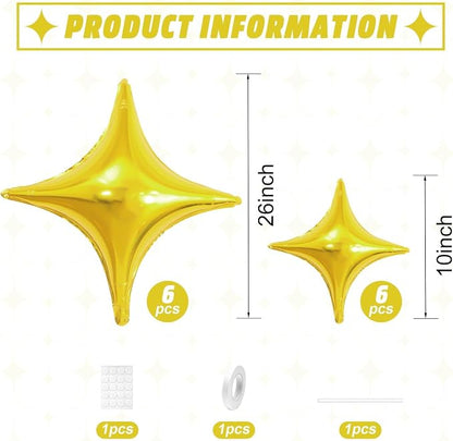 Gold Star Balloons, 26Inch and 10Inch Gold Quadrangle Helium Balloon - Image 2