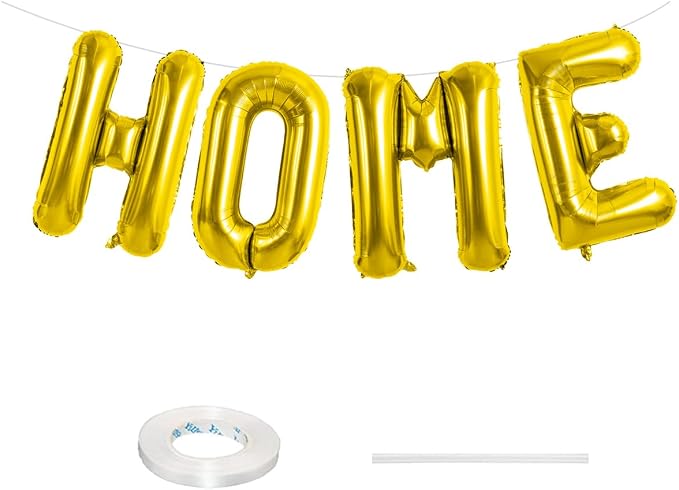 HOME Balloons Aluminum Mylar Foil Big Letter Balloon Gold 40Inch | New Home by YUNSHANGMO