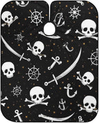 Women's Fashion Hair Cutting Cape with Adjustable Closure Barber Cape Nautical Anchor Pirate Skulls