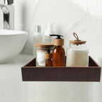 Leather Decorative Vanity Tray, Desktop Storage Organizer, Catchall Tray, Valet Tray, Nightstand or Dresser Organizer Tray for Men Change,Key,Phone,Glasses (Brown)