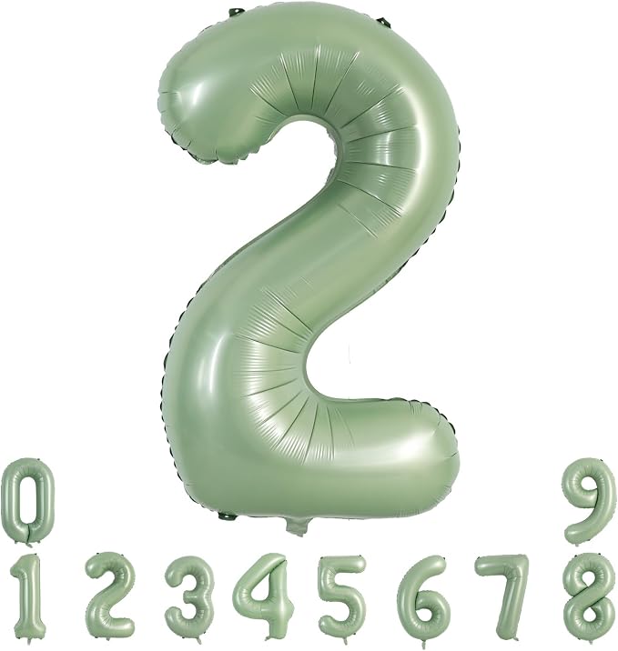 TONIFUL 40 Inch Sage Green Large Number 1 Balloon by TONIFUL
