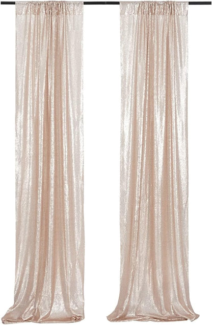 Poise3EHome Champagne Sequin Backdrop Curtains, 4 Panels 2FTx8FT Glitter - Image 2