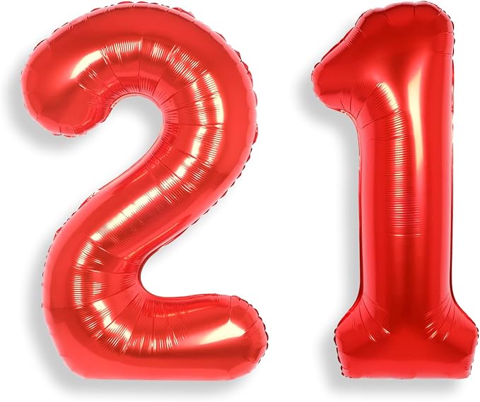 AULE 40 Inch Red 21 Balloon Number Foil 0-9 Birthday Big Numbers | Birthday by AULE