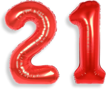 AULE 40 Inch Red 21 Balloon Number Foil 0-9 Birthday Big Numbers | Birthday by AULE