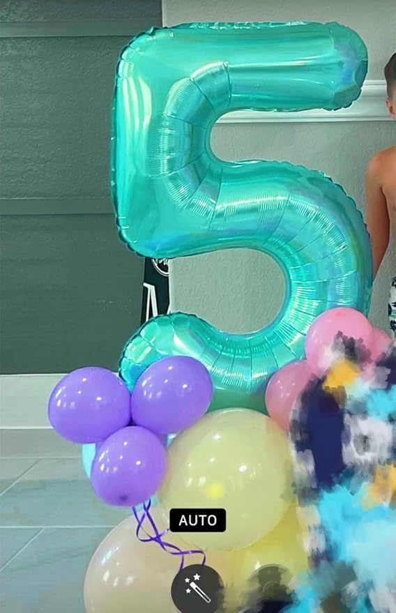 Number Balloons Teal Blue 5 Balloon 40 inch - Image 2