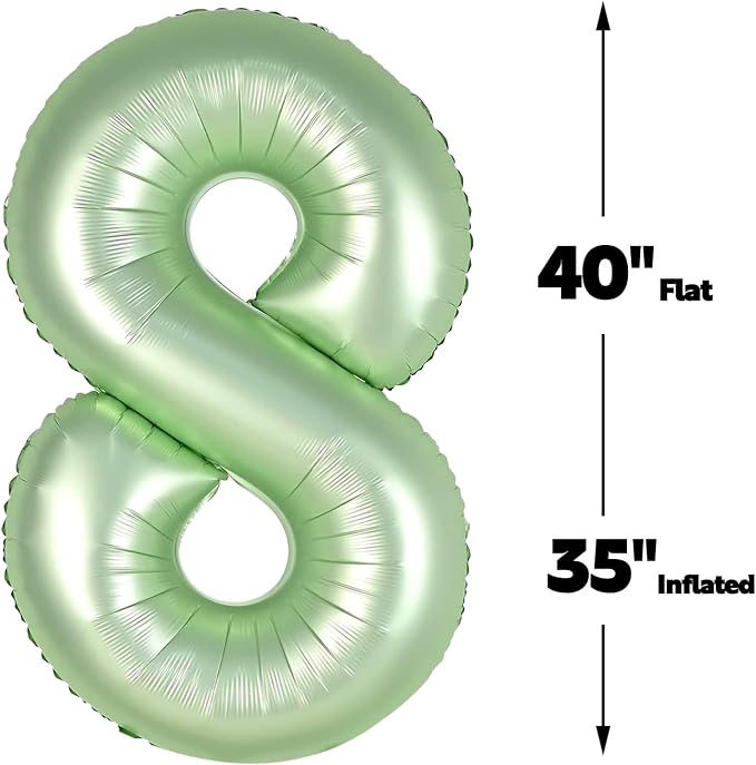 Oliver Green Number 8 Balloon 40 inch, Birthday Party Balloons Decorations | - Image 3
