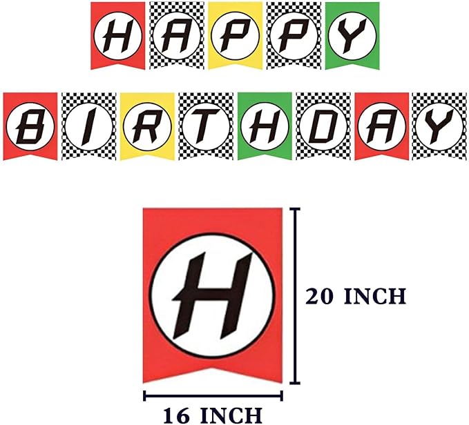 Checkered Happy Birthday Banner Party Decoration - Image 2