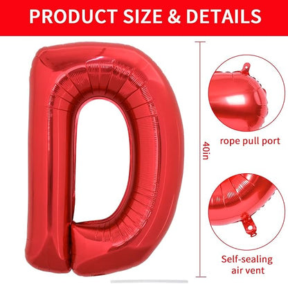 TONIFUL 40 Inch Large Bright Red Letter Balloons A-Z, Giant Jumbo Helium Foil - Image 2