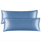 BEDELITE Satin Body Pillow Cover 2 Pack, Super Soft and Cooling Body Pillow Pillowcase for Hair and Skin, Breathable Silky Full Long Pillowcase Cover(20"x54", Airy Blue)